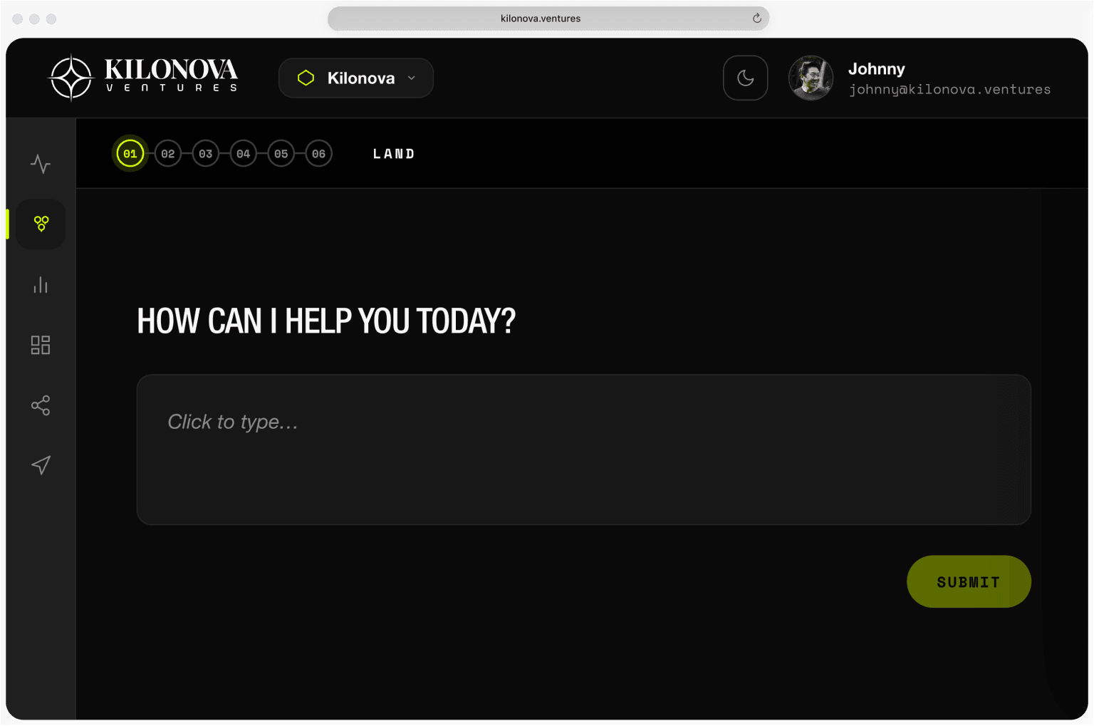 Kilonova chat interface showing “How can I help you today?”